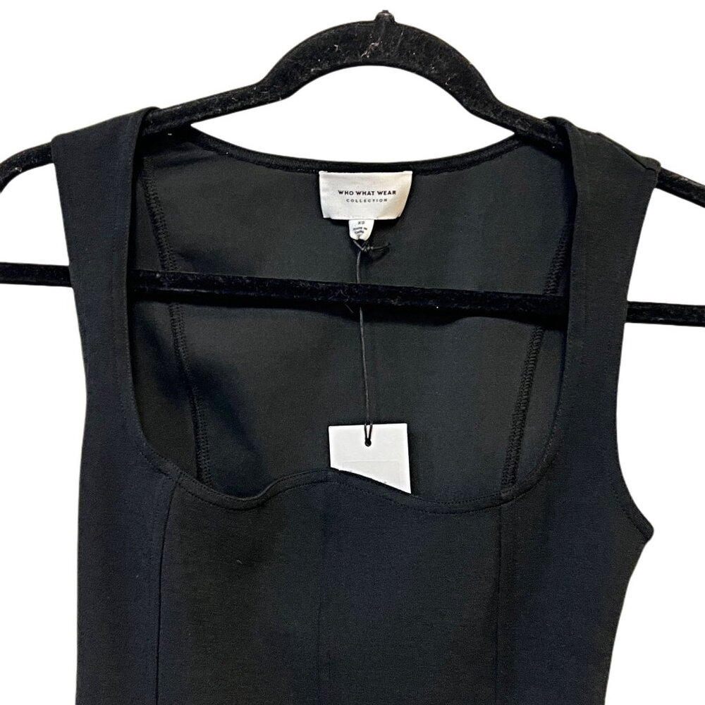 Who What Wear Haley Corset Bodysuit Top Sleeveless Sweetheart Neckline Black XS - Picture 7 of 10